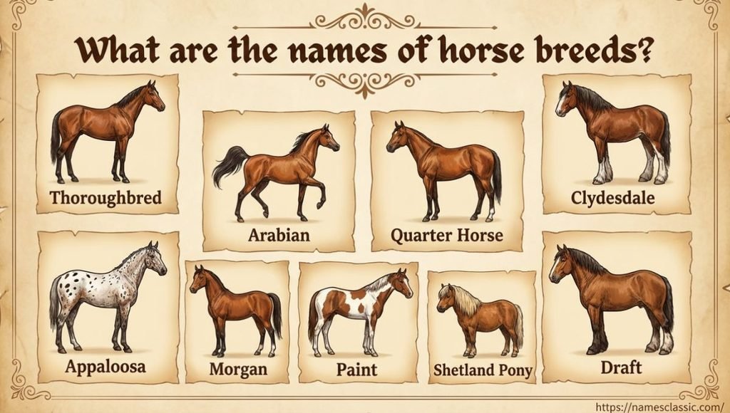 What are the names of horse breeds?